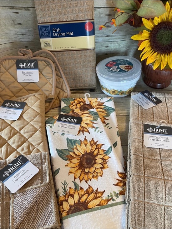 Home Collection Other - 12 Pc. Set Sunflower & Light Brown Kitchen Towel Set & a Bit More